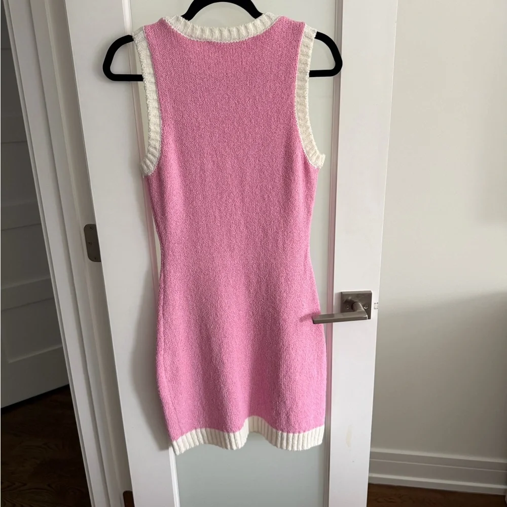 Endless Rose Pink Sleeveless Knit Mini Dress with White Trim - Picture 3 of 6